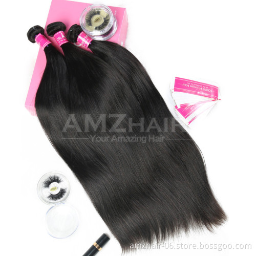 AMZHAIR Unprocessed Raw Indian Virgin Cuticle Aligned Human Hair Extension Bundles Cheap Price Wholesale Hair Vendors In China